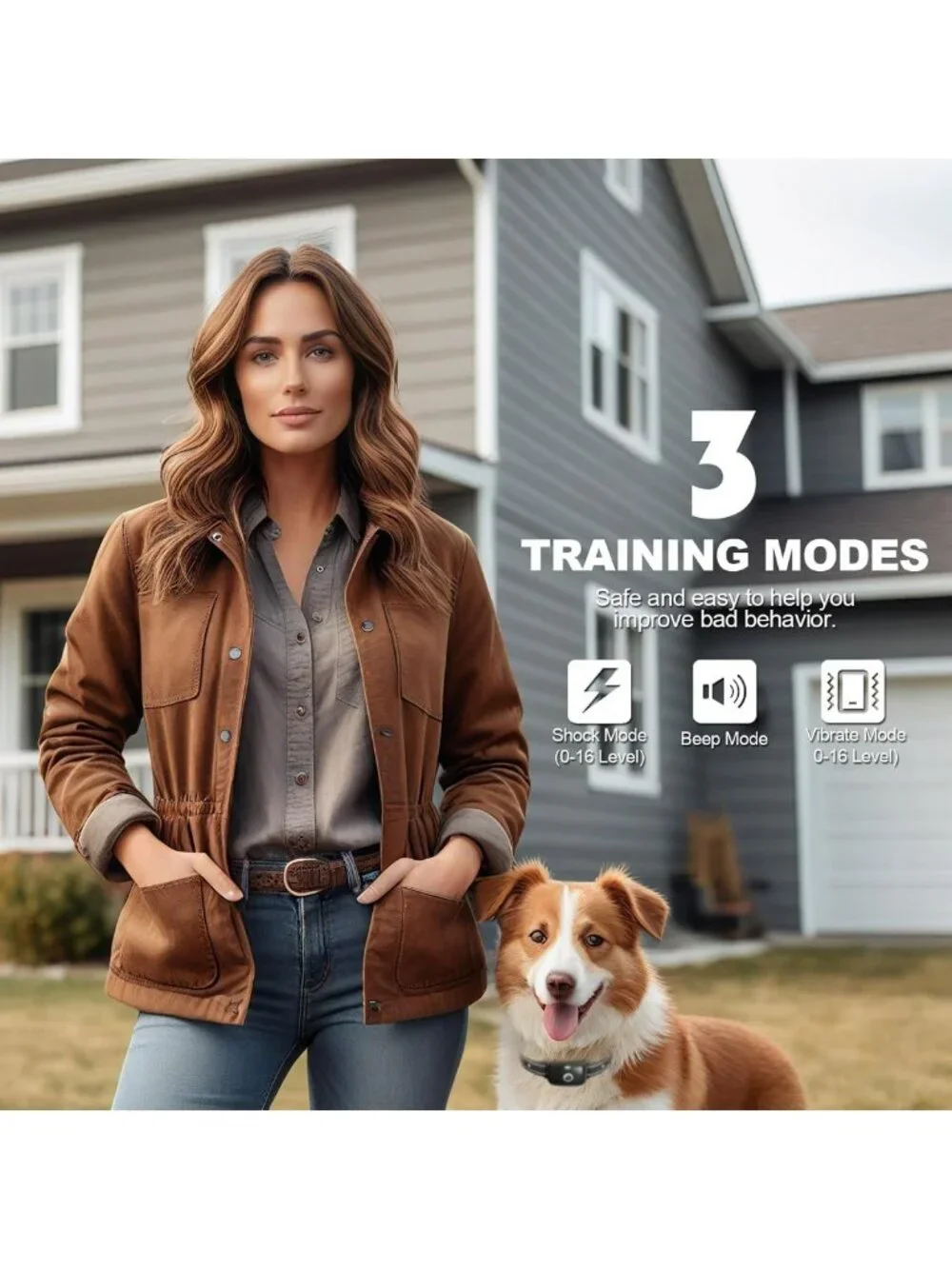 Rechargeable Dog Training Collar with Security Lock, 2600FT Range, Waterproof